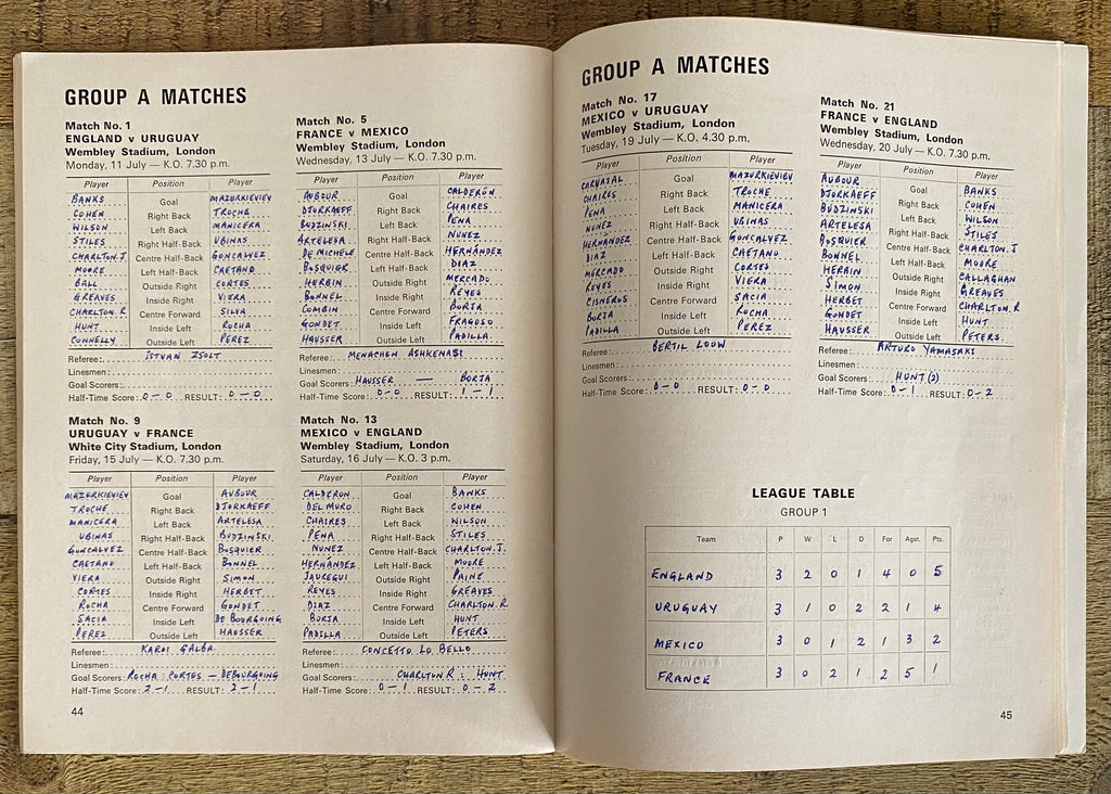 1966 WORLD CUP ORIGINAL OFFICIAL TOURNAMENT PROGRAMME