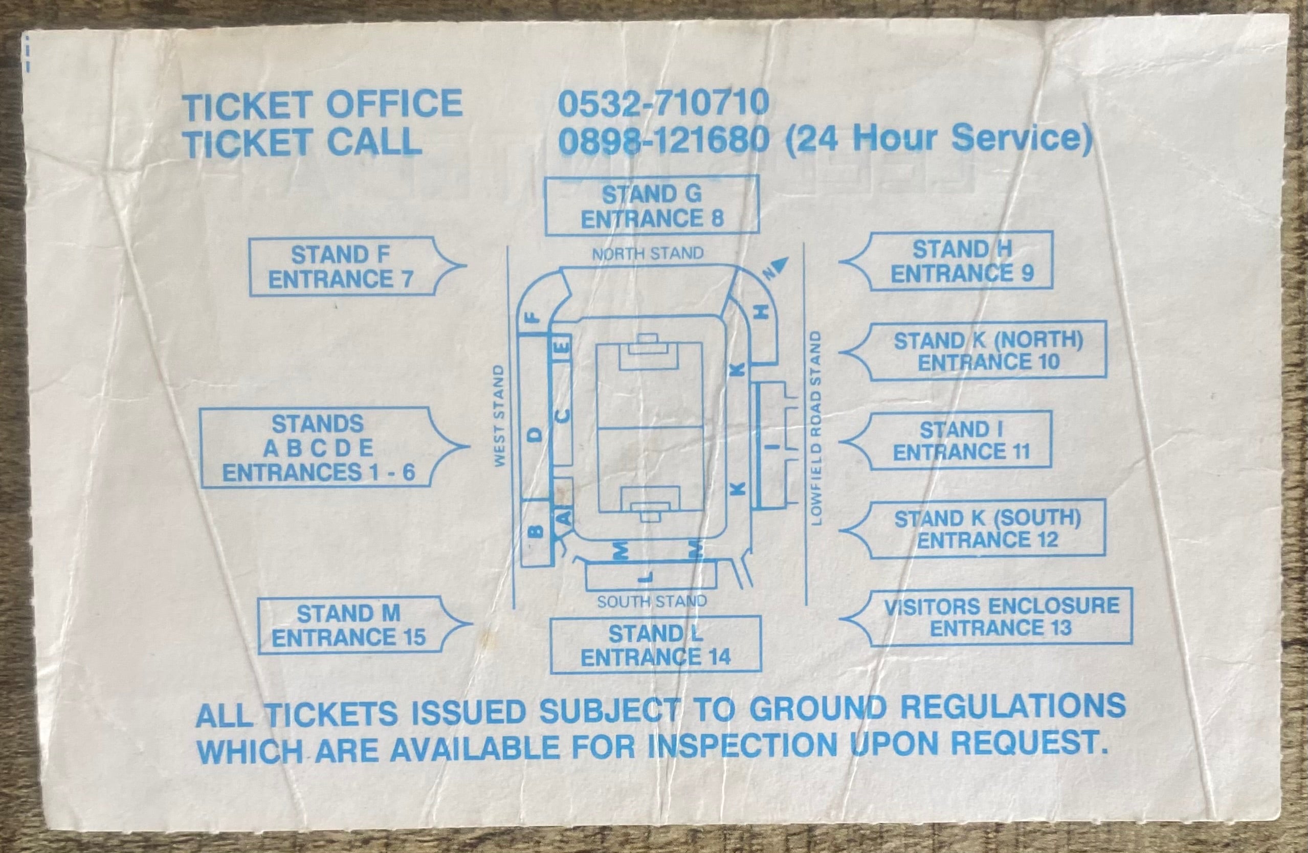 1991/92 ORIGINAL DIVISION 1 TICKET LEEDS UNITED V OLDHAM ATHLETIC