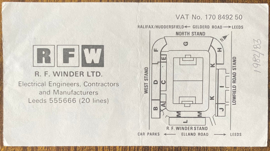 1982/83 ORIGINAL DIVISION TWO TICKET LEEDS UNITED V LEICESTER CITY