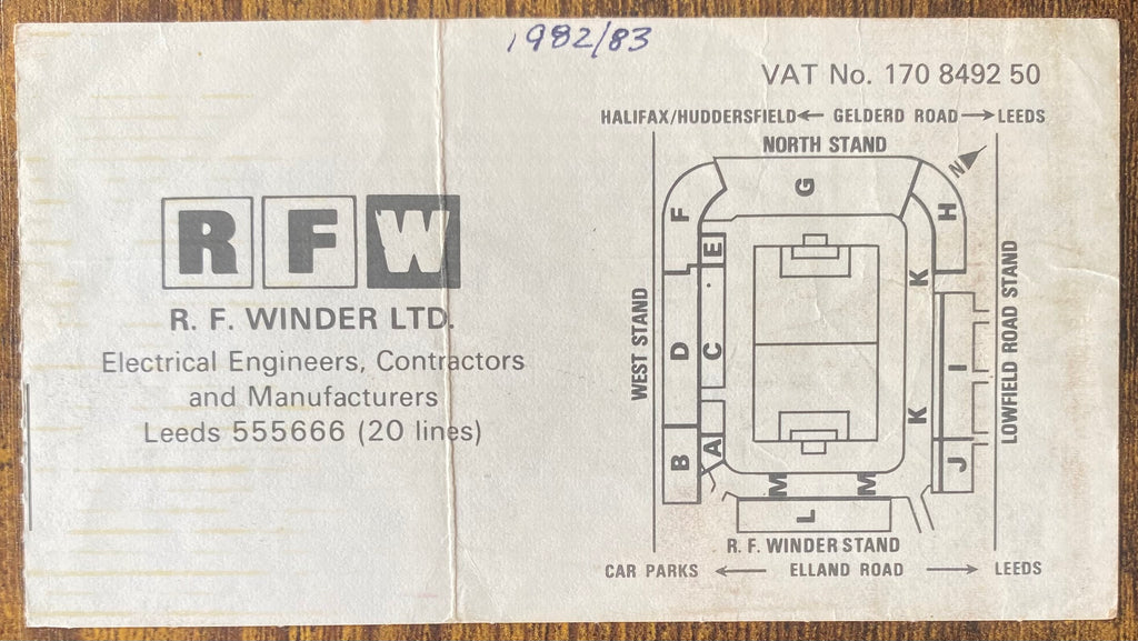 1982/83 ORIGINAL DIVISION TWO TICKET LEEDS UNITED V QUEENS PARK RANGERS