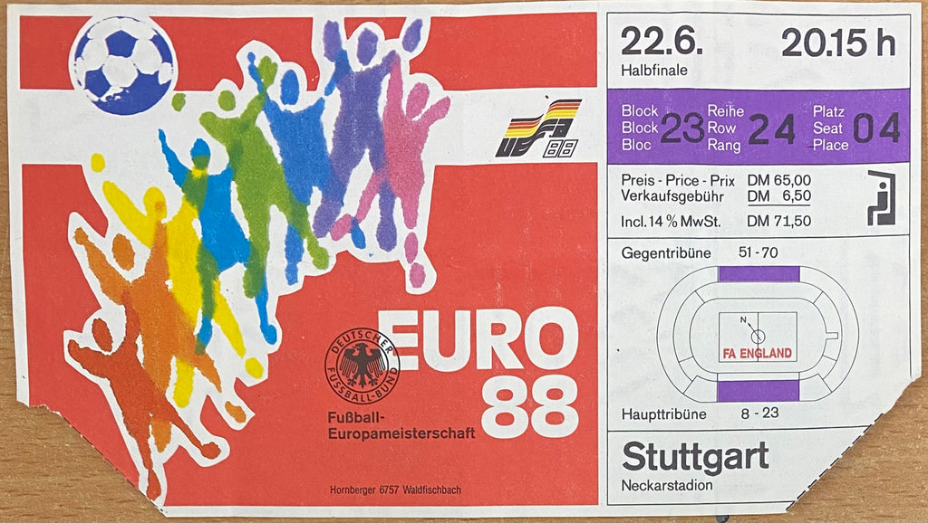 1988 ORIGINAL EURO 88 SEMI FINAL TICKET SOVIET UNION V ITALY @ STUTTGART