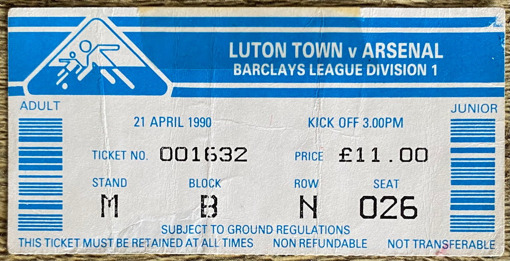 1989/90 ORIGINAL DIVISION 1 TICKET LUTON TOWN V ARSENAL