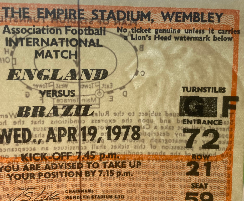 1978 ORIGINAL INTERNATIONAL TICKET ENGLAND V BRAZIL