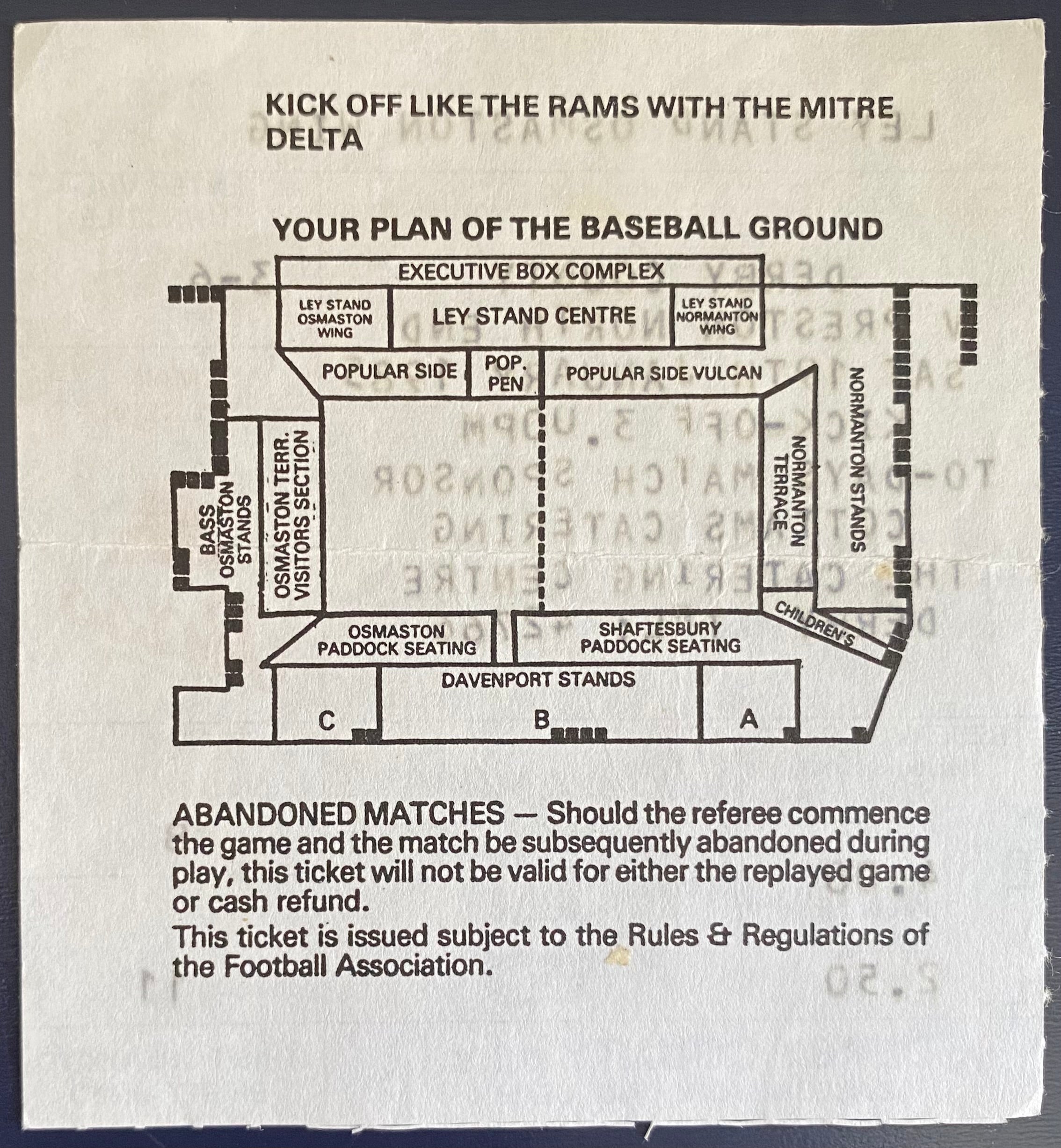 1984/85 ORIGINAL DIVISION 3 TICKET DERBY COUNTY V PRESTON NORTH END