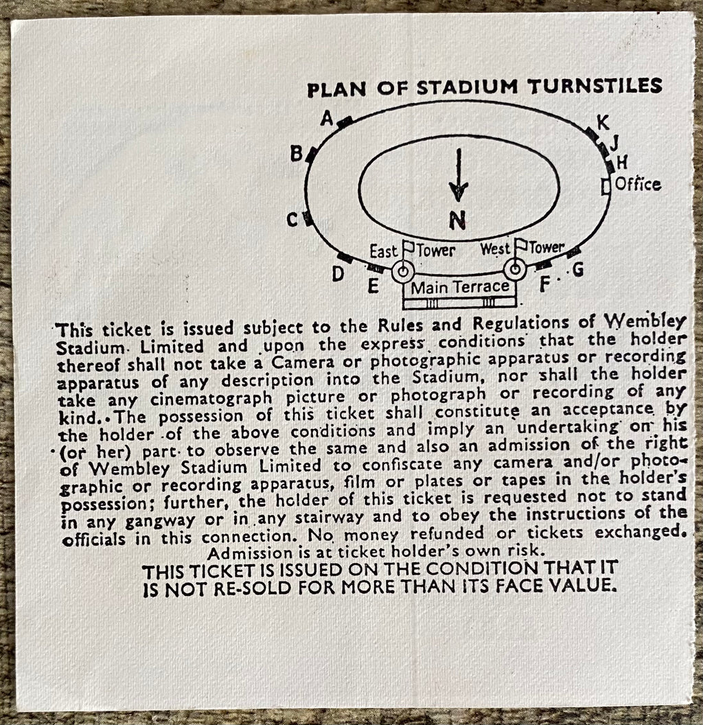 1978 ORIGINAL EUROPEAN CUP FINAL TICKET LIVERPOOL V FC BRUGES @ WEMBLEY