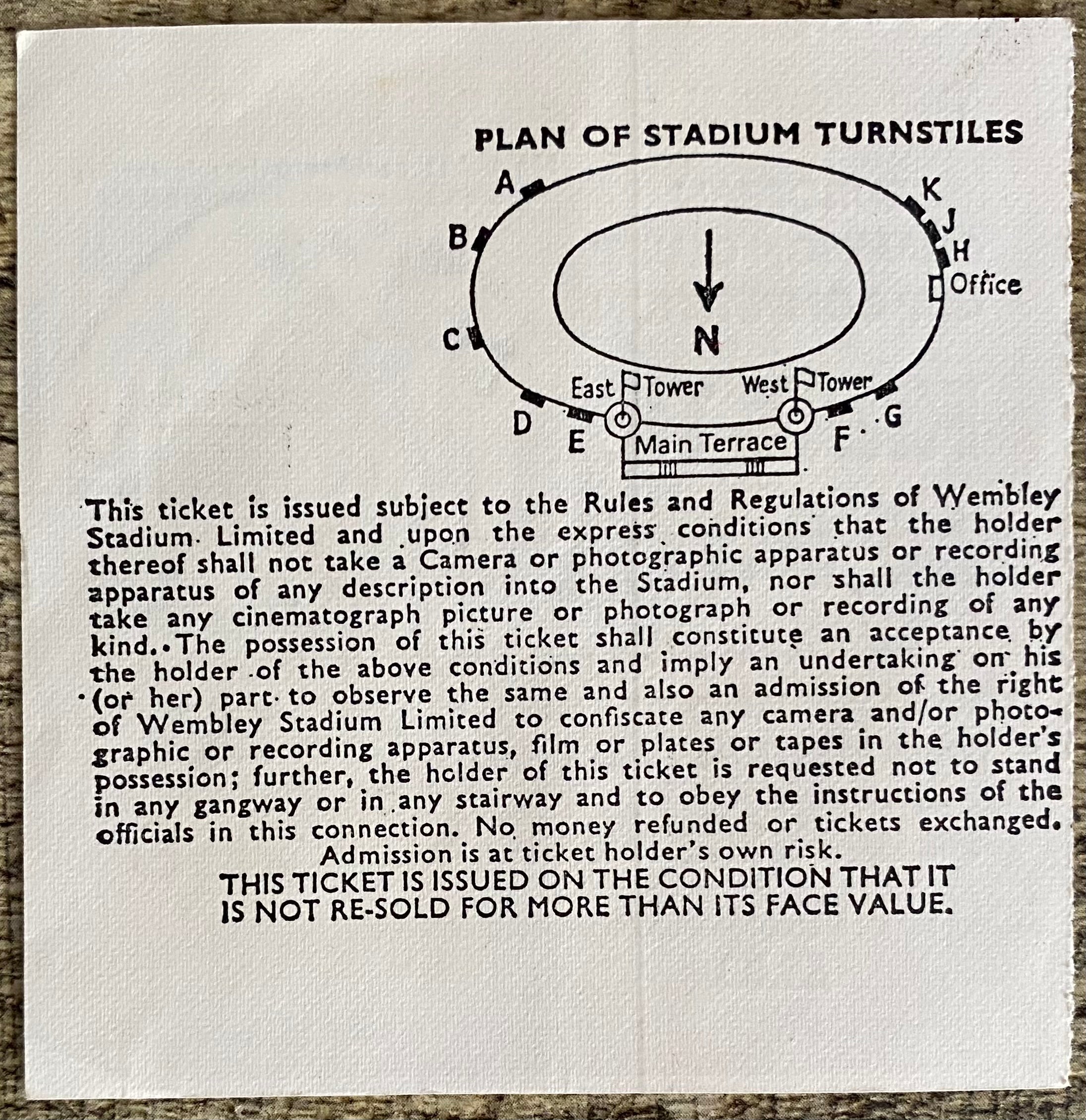 1978 ORIGINAL EUROPEAN CUP FINAL TICKET LIVERPOOL V FC BRUGES @ WEMBLEY