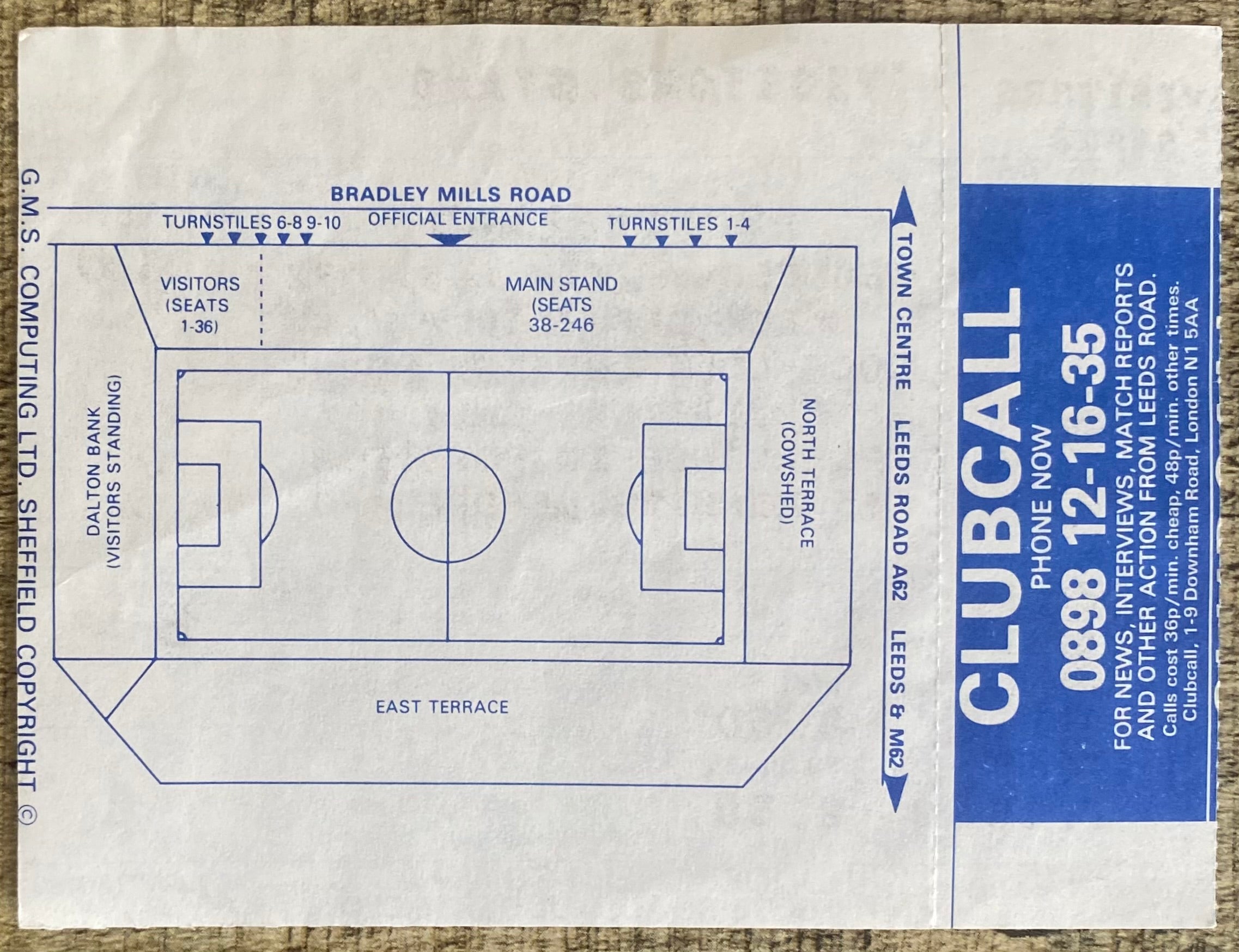 1992/93 ORIGINAL COCA COLA CUP 1ST ROUND 2ND LEG UNUSED TICKET HUDDERSFIELD TOWN V SUNDERLAND