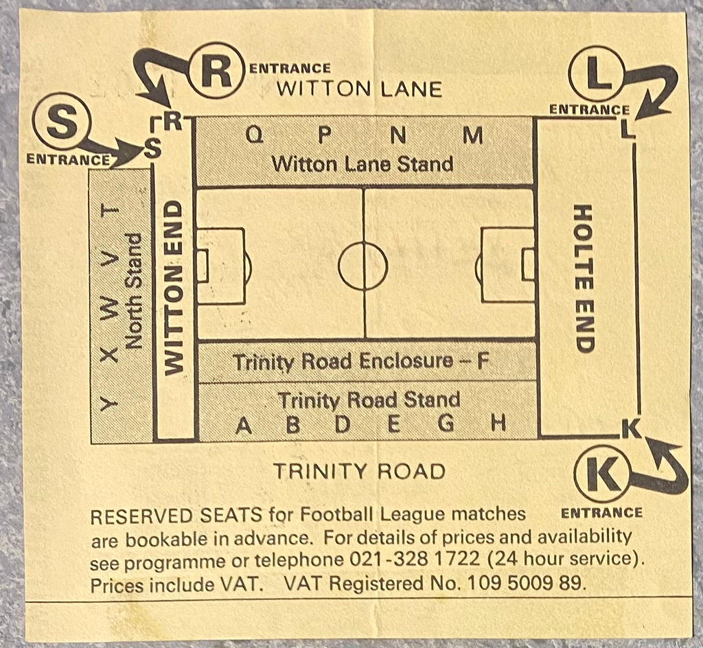 1989/90 ORIGINAL ZENITH DATA SYSTEMS CUP SEMI FINAL TICKET ASTON VILLA V LEEDS UNITED