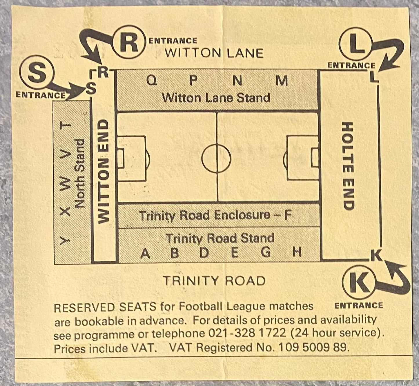 1989/90 ORIGINAL ZENITH DATA SYSTEMS CUP SEMI FINAL TICKET ASTON VILLA V LEEDS UNITED