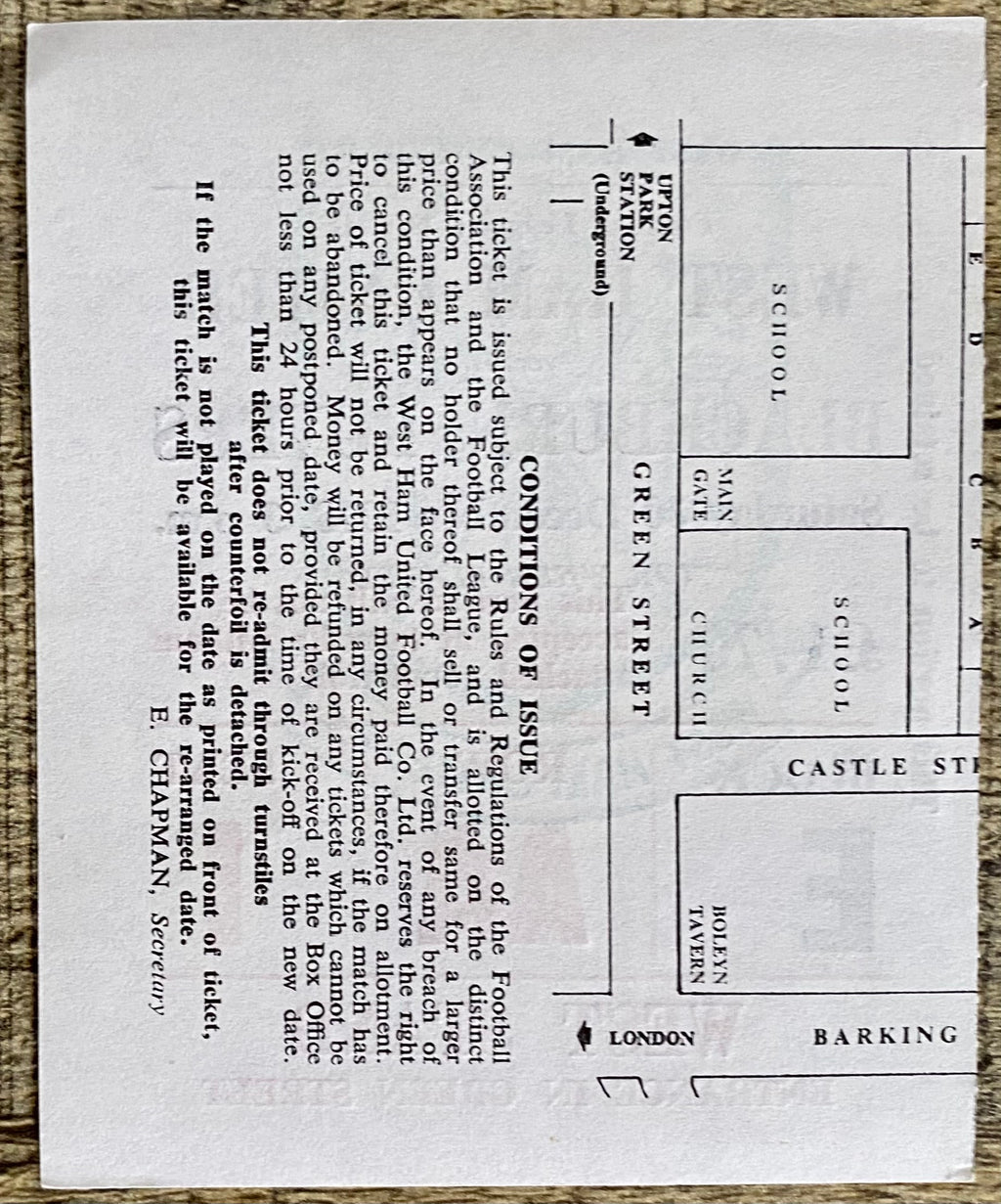 1978/79 ORIGINAL DIVISION 2 TICKET WEST HAM UNITED V BLACKBURN ROVERS