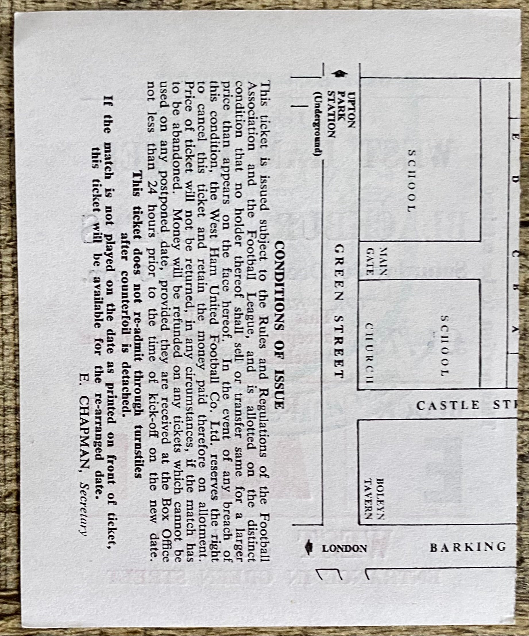 1978/79 ORIGINAL DIVISION 2 TICKET WEST HAM UNITED V BLACKBURN ROVERS