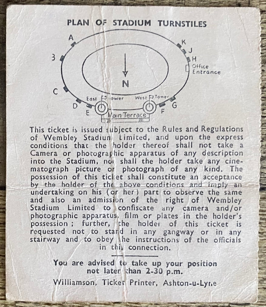 1959 ORIGINAL FA CUP FINAL TICKET LUTON TOWN V NOTTINGHAM FOREST