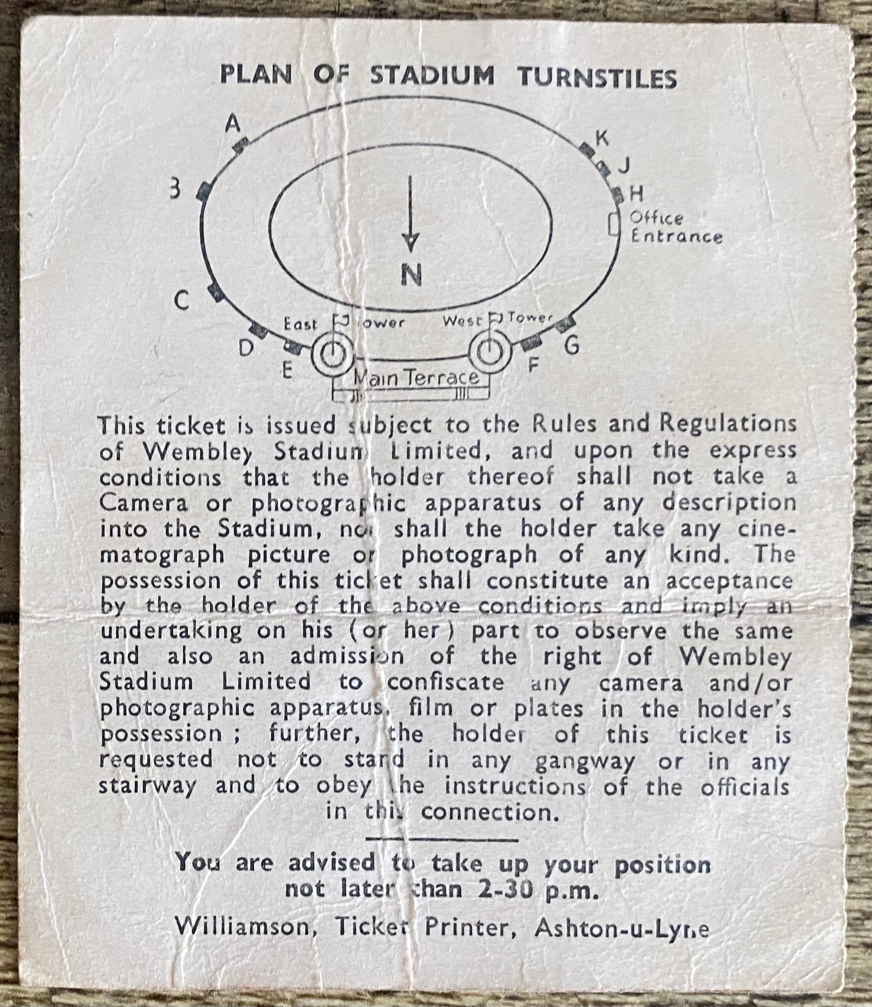 1959 ORIGINAL FA CUP FINAL TICKET LUTON TOWN V NOTTINGHAM FOREST