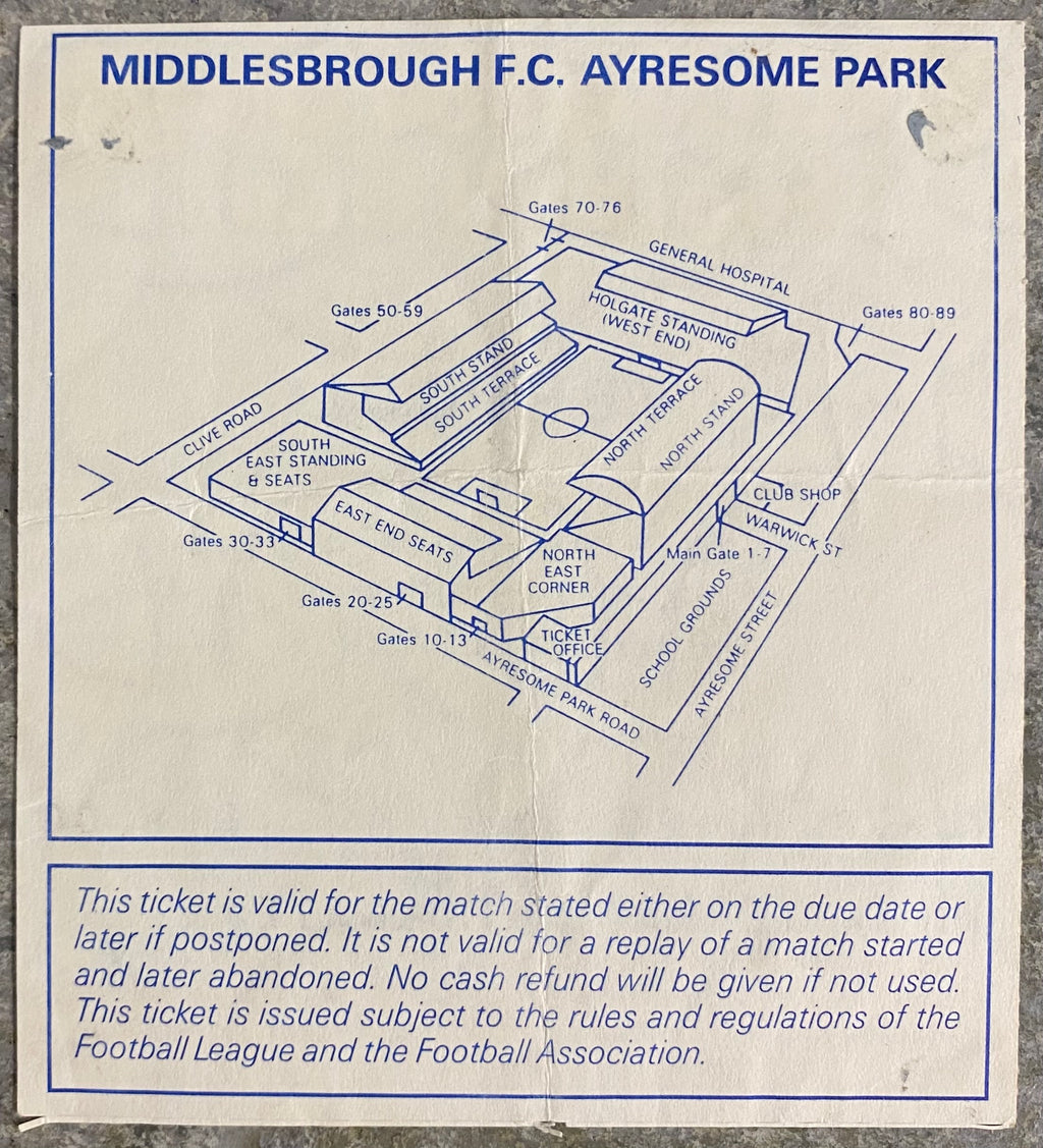 1992/93 ORIGINAL PREMIER LEAGUE TICKET MIDDLESBROUGH V LIVERPOOL