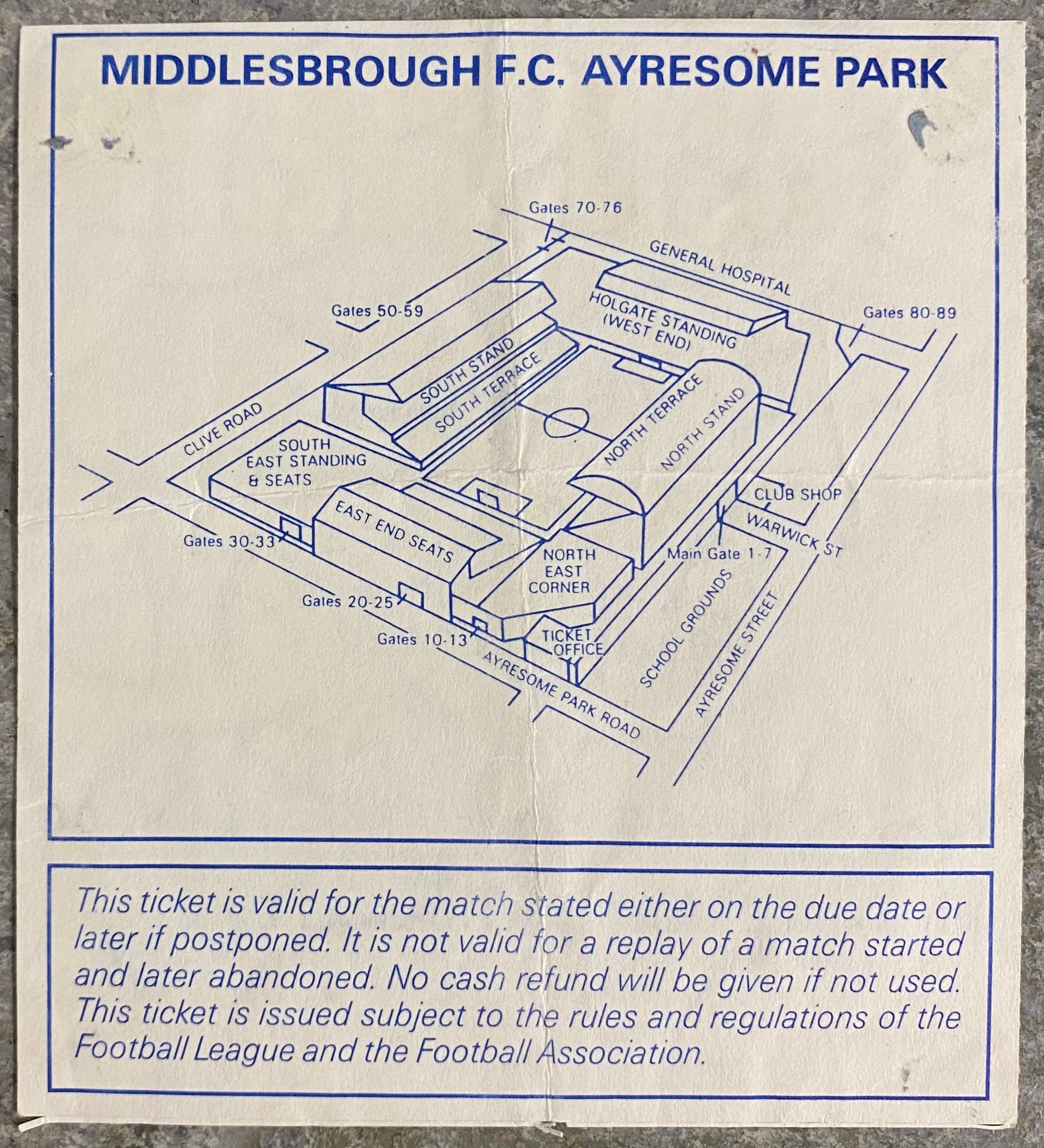 1992/93 ORIGINAL PREMIER LEAGUE TICKET MIDDLESBROUGH V LIVERPOOL