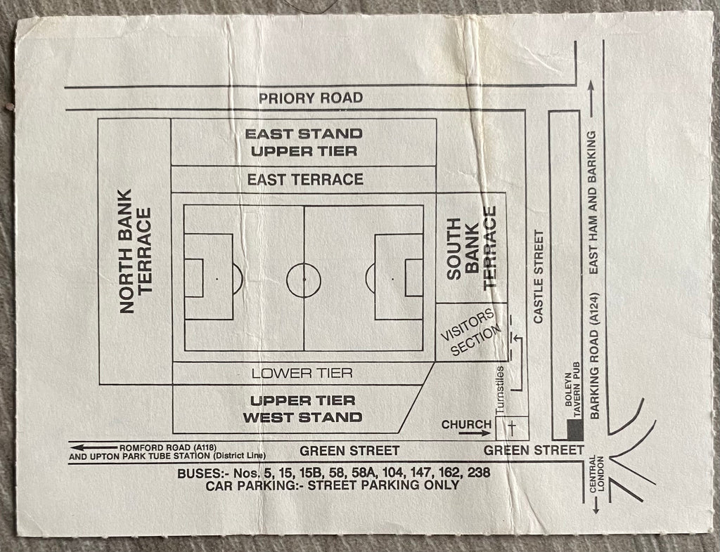 1990/91 ORIGINAL FA CUP 4TH ROUND REPLAY TICKET WEST HAM UNITED V LUTON TOWN