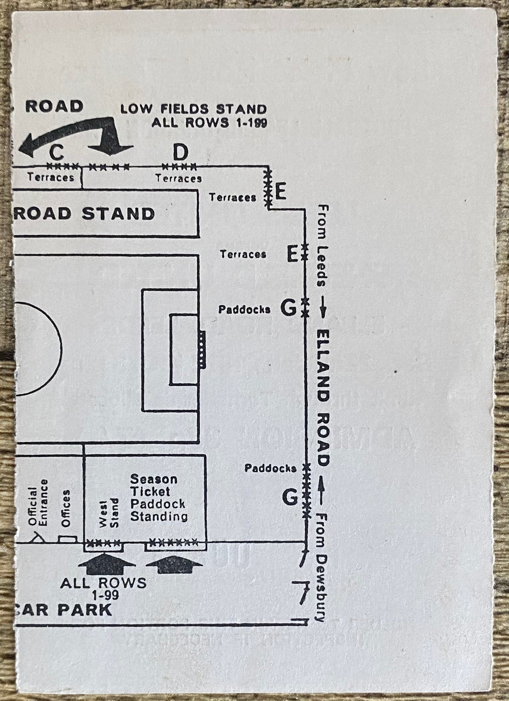 1971/72 ORIGINAL DIVISION ONE TICKET LEEDS UNITED V SHEFFIELD UNITED