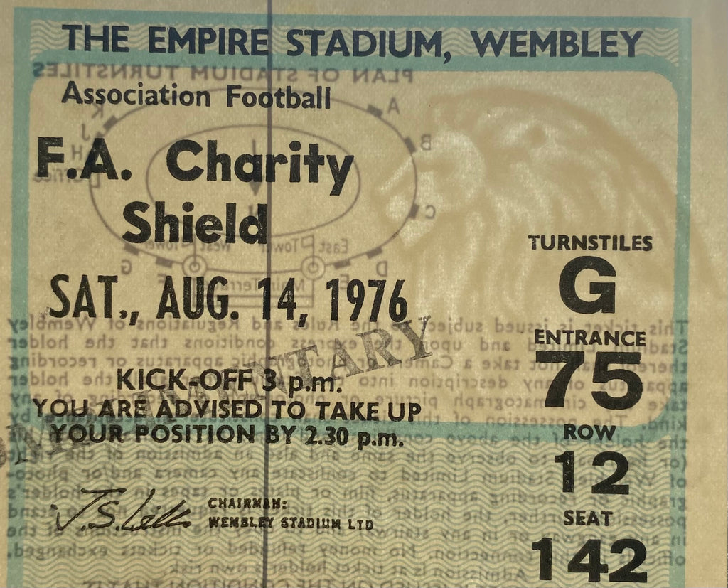 1976 ORIGINAL CHARITY SHIELD TICKET LIVERPOOL V SOUTHAMPTON