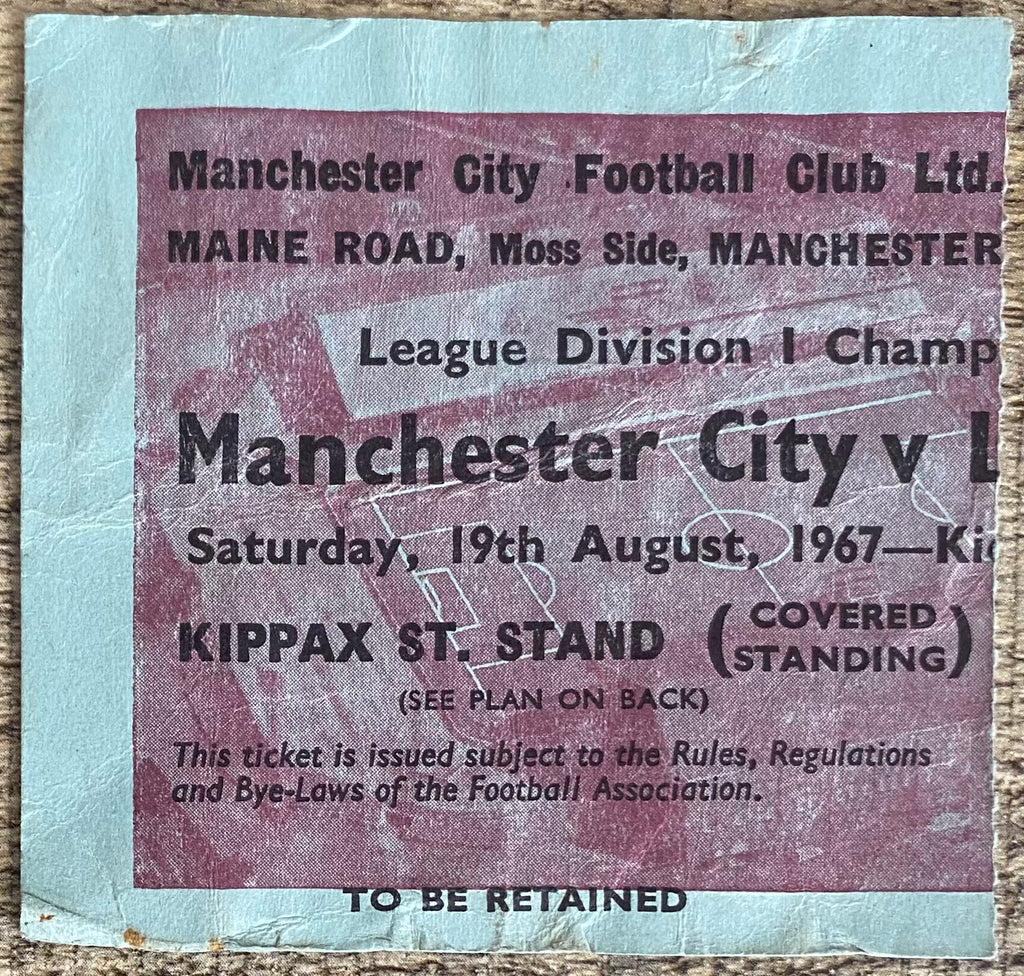 1967/68 ORIGINAL DIVISION 1 TICKET MANCHESTER CITY V LIVERPOOL