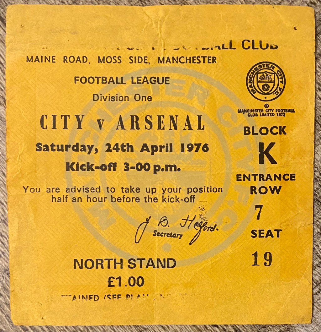1975/76 ORIGINAL DIVISION 1 TICKET MANCHESTER CITY V ARSENAL