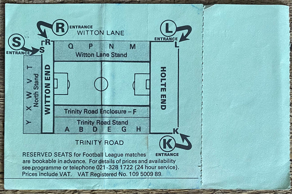 1989/90 ORIGINAL DIVISION 1 UNUSED TICKET ASTON VILLA V CHELSEA