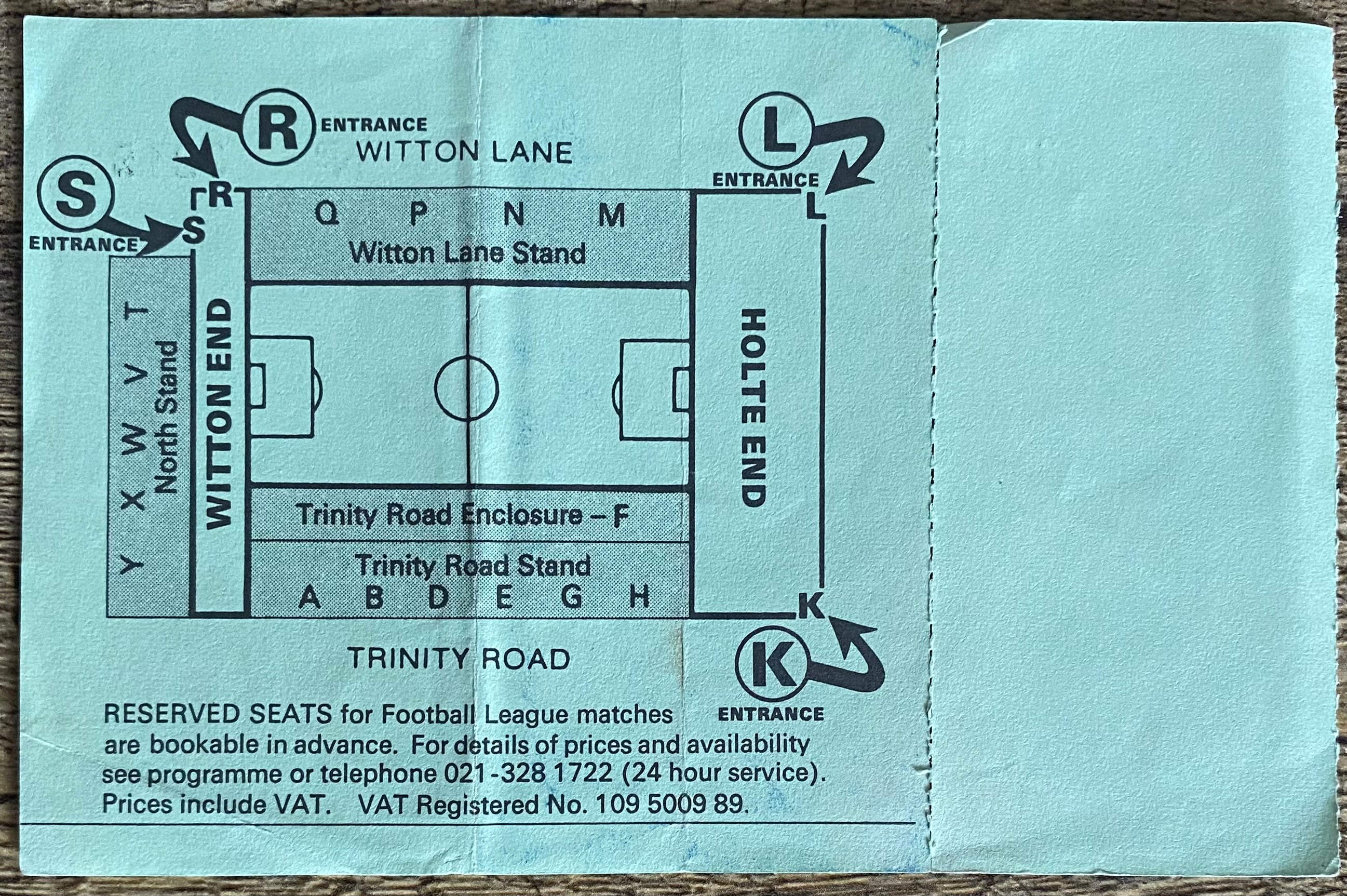 1989/90 ORIGINAL DIVISION 1 UNUSED TICKET ASTON VILLA V CHELSEA