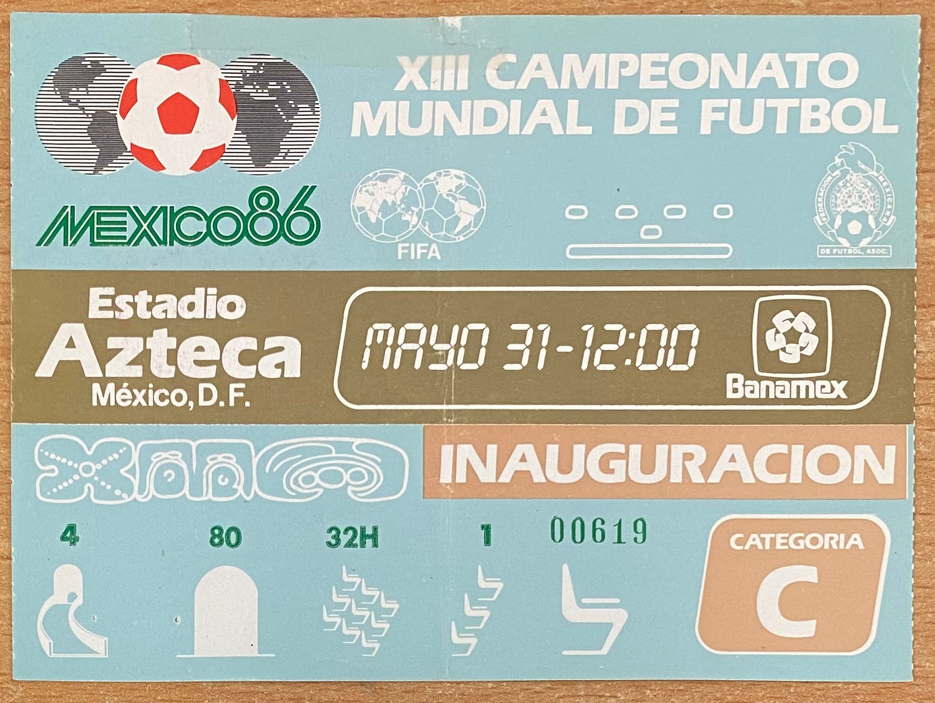 1986 ORIGINAL WORLD CUP 1ST ROUND OPENING GAME TICKET ITALY V BULGARIA @ MEXICO CITY