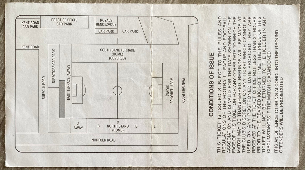 1994/95 ORIGINAL DIVISION 1 TICKET READING V CHARLTON ATHLETIC