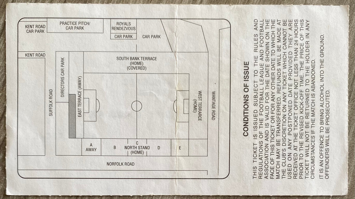1994/95 ORIGINAL DIVISION 1 TICKET READING V CHARLTON ATHLETIC
