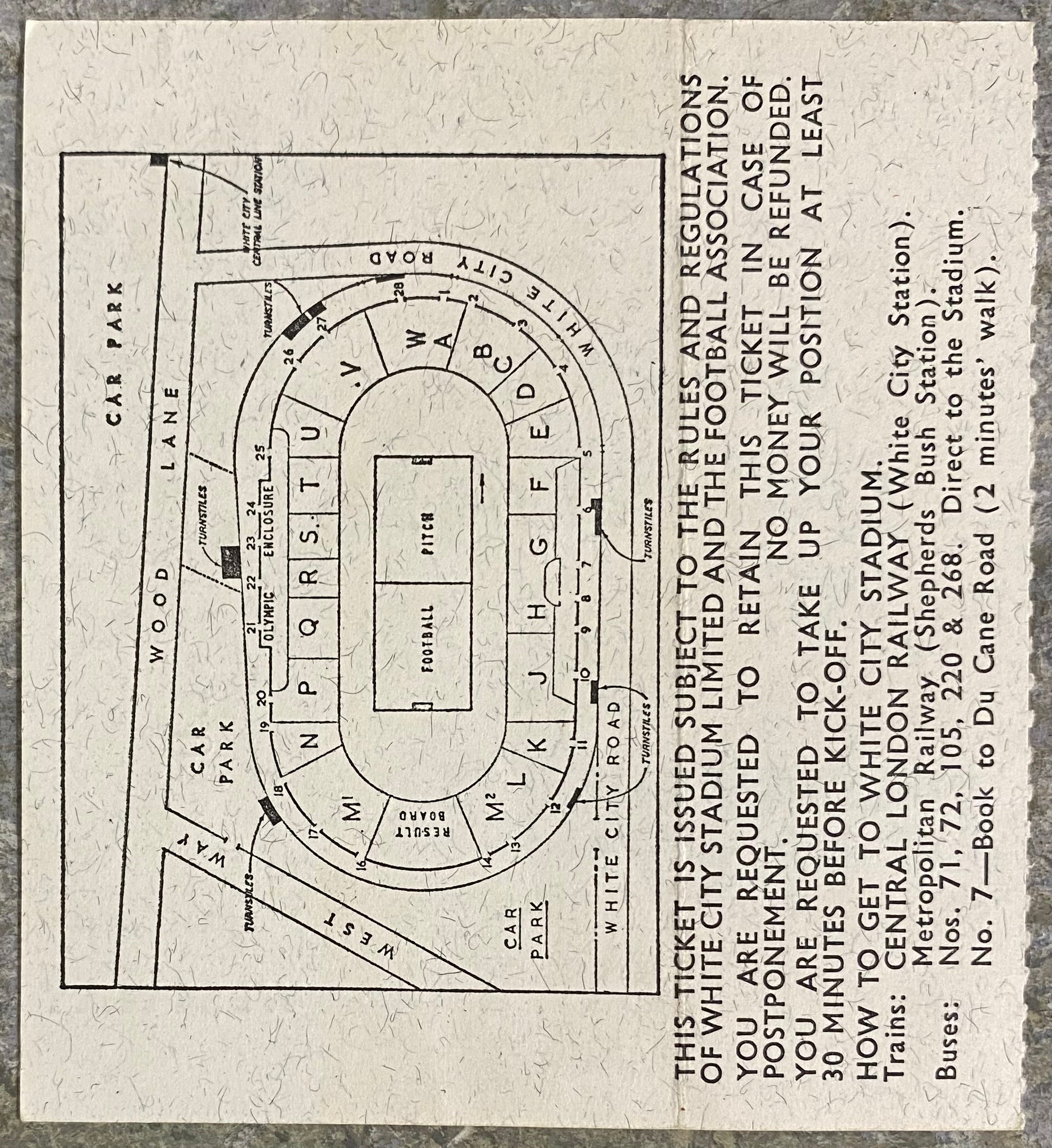 1966 ORIGINAL WORLD CUP 1ST ROUND TICKET URUGUAY V FRANCE @ WHITE CITY