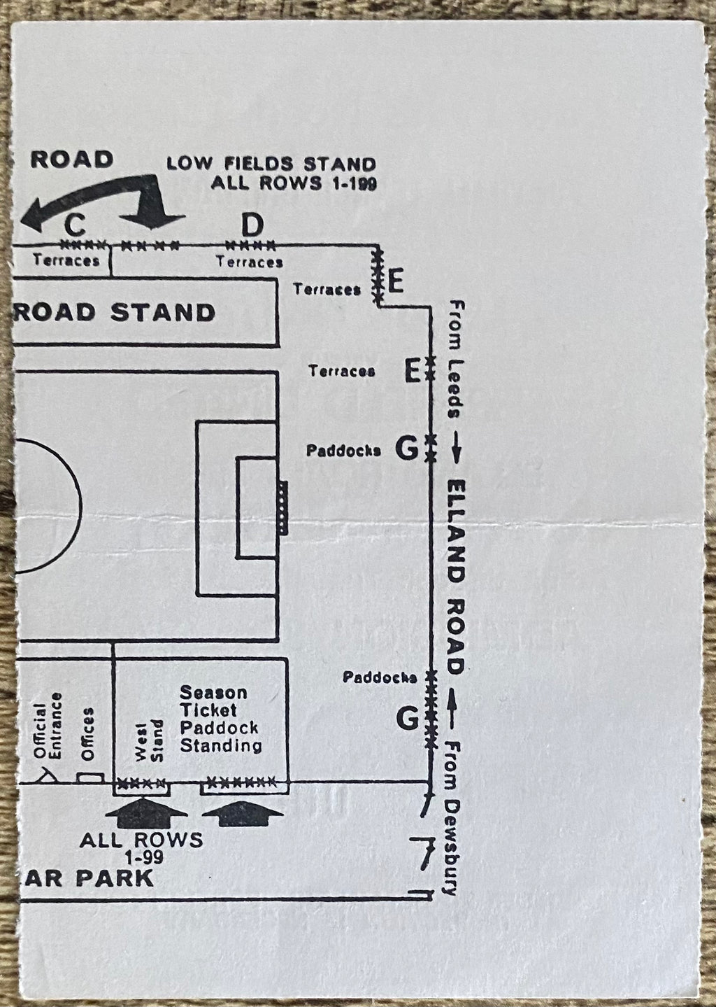 1971/72 ORIGINAL DIVISION ONE TICKET LEEDS UNITED V SHEFFIELD UNITED