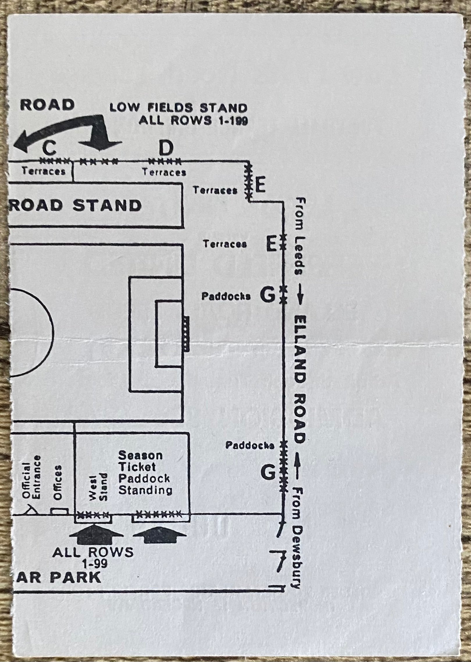 1971/72 ORIGINAL DIVISION ONE TICKET LEEDS UNITED V SHEFFIELD UNITED