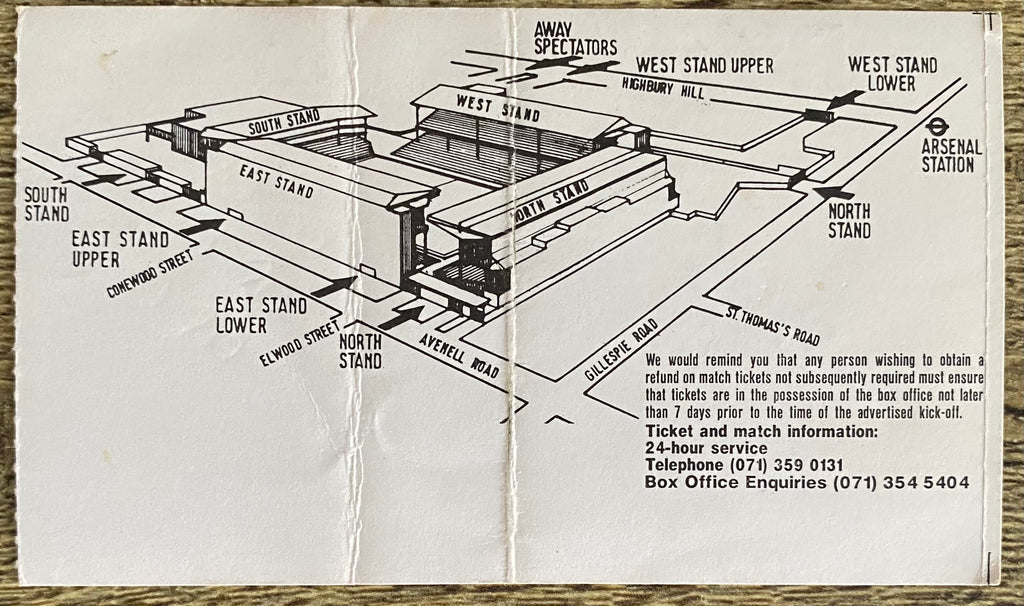 1993/94 ORIGINAL FA PREMIERSHIP TICKET ARSENAL V QUEENS PARK RANGERS