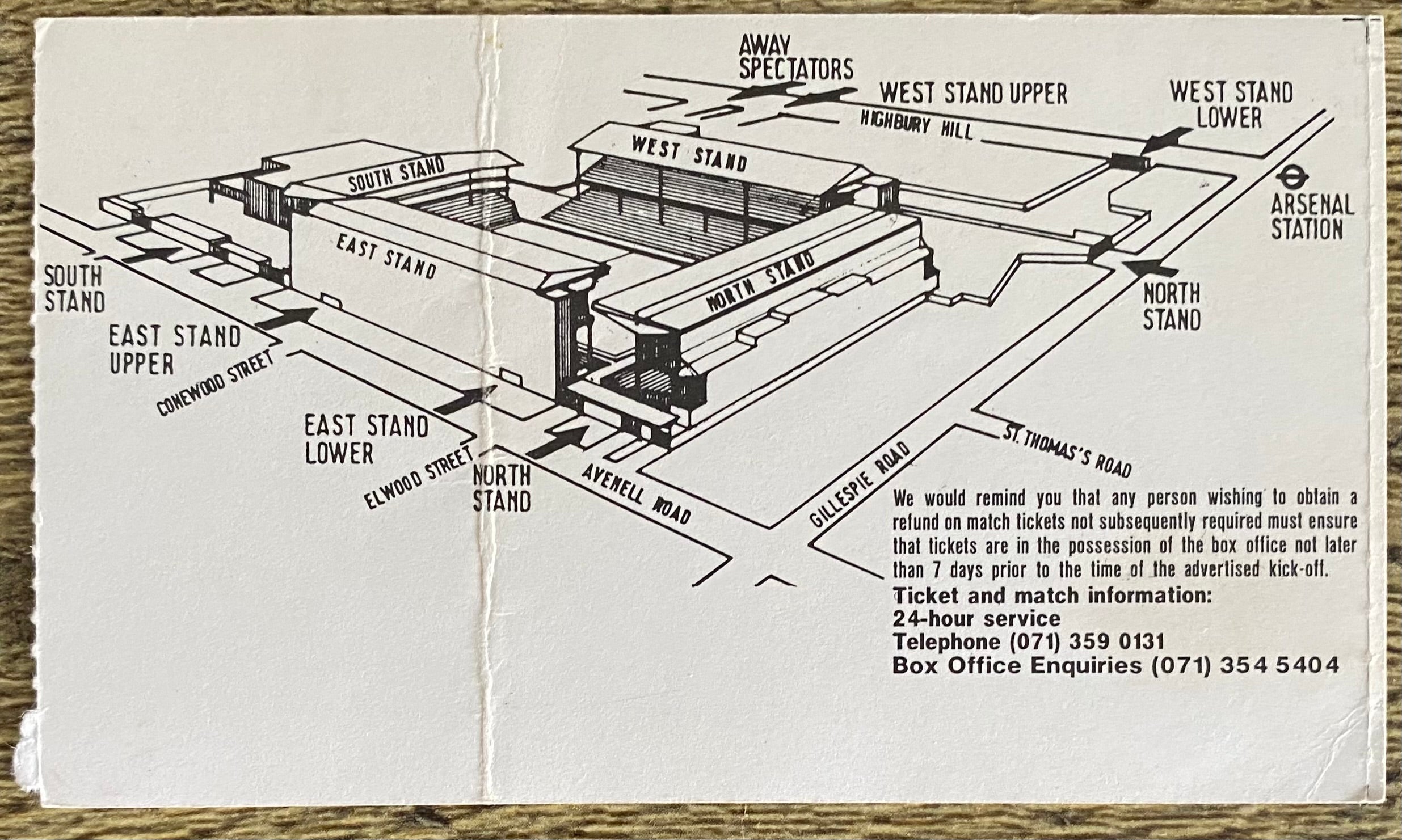 1993/94 ORIGINAL FA PREMIERSHIP TICKET ARSENAL V SOUTHAMPTON