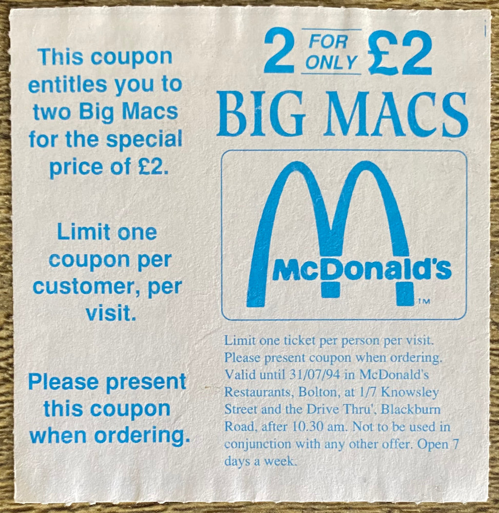 1993/94 ORIGINAL FA CUP 4TH ROUND TICKET BOLTON WANDERERS V ARSENAL