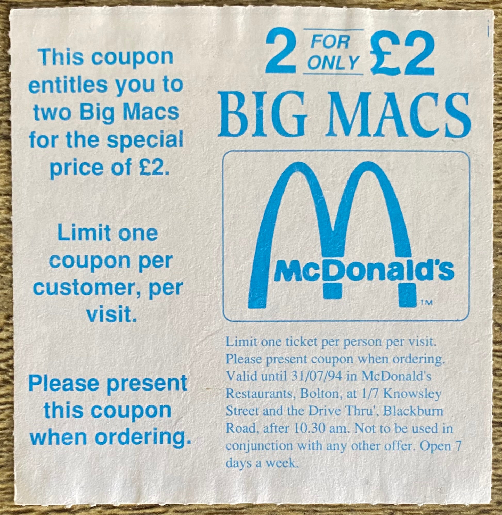 1993/94 ORIGINAL FA CUP 4TH ROUND TICKET BOLTON WANDERERS V ARSENAL