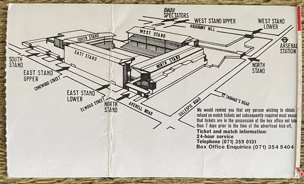 1993/94 ORIGINAL FA PREMIERSHIP TICKET ARSENAL V OLDHAM ATHLETIC