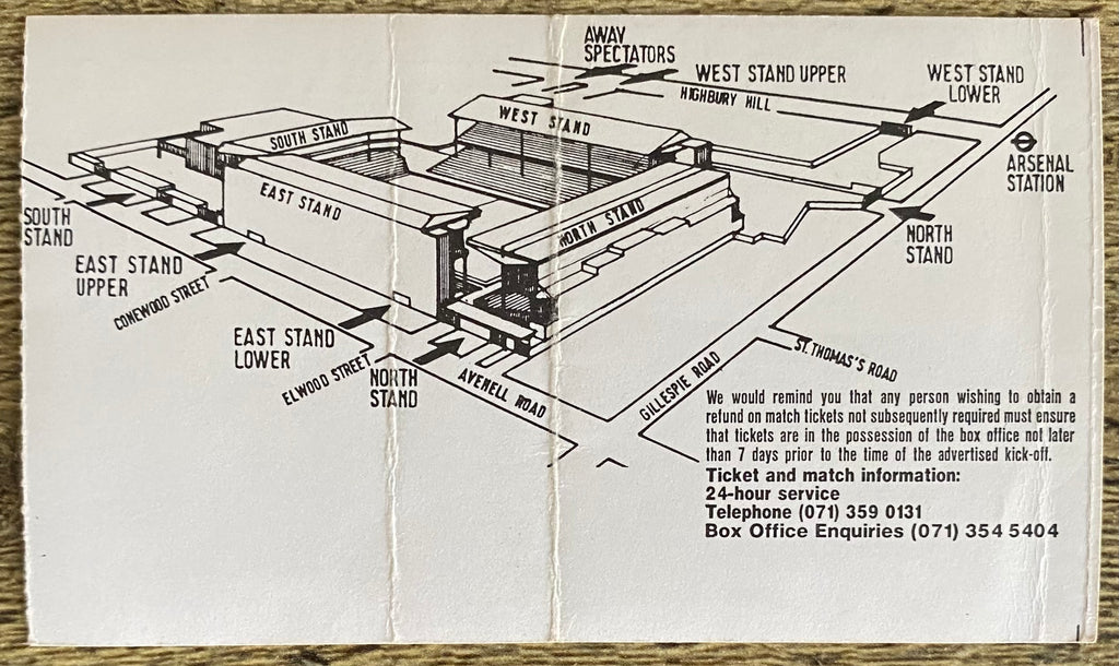 1993/94 ORIGINAL FA PREMIERSHIP TICKET ARSENAL V WIMBLEDON