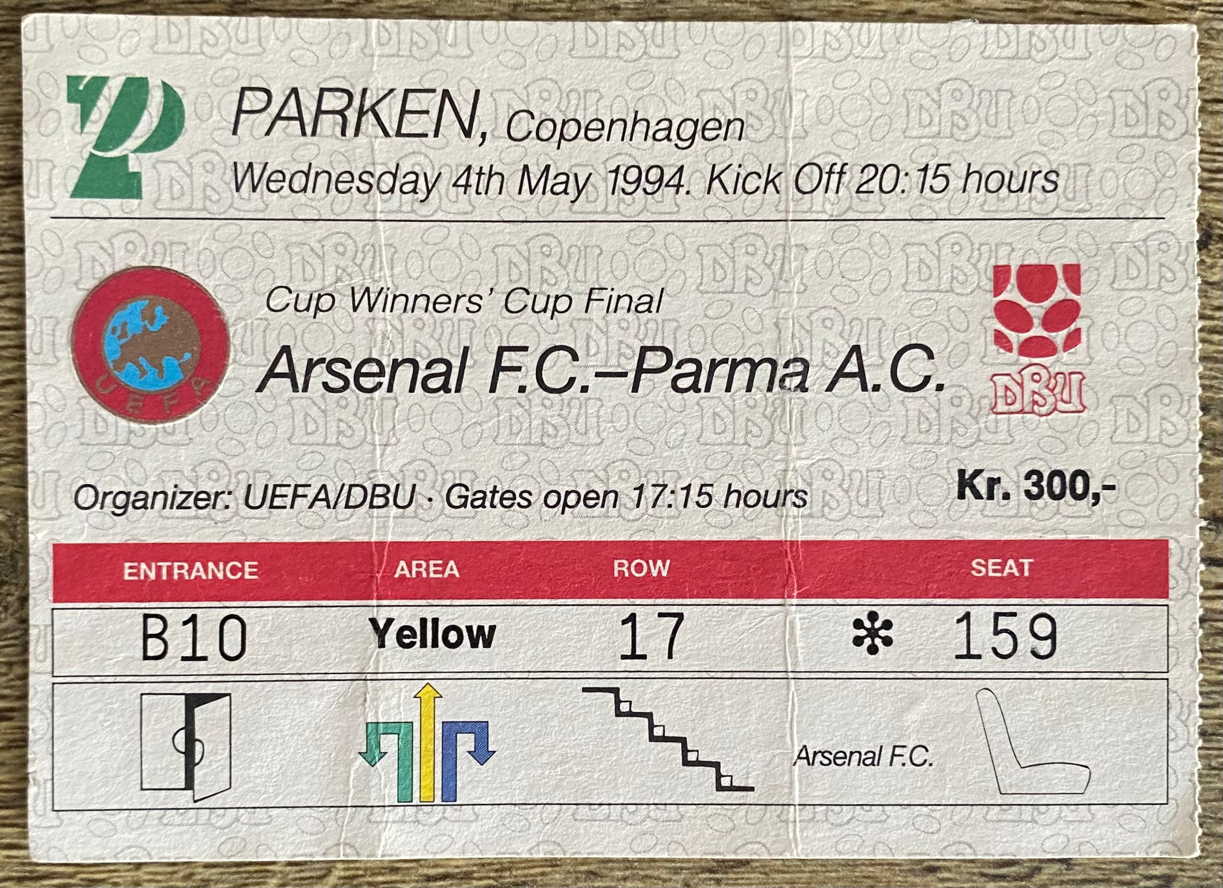 1993/94 ORIGINAL EUROPEAN CUP WINNERS CUP FINAL TICKET PARMA V ARSENAL
