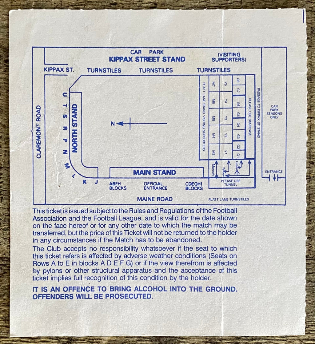 1990/91 ORIGINAL DIVISION ONE TICKET MANCHESTER CITY V ARSENAL