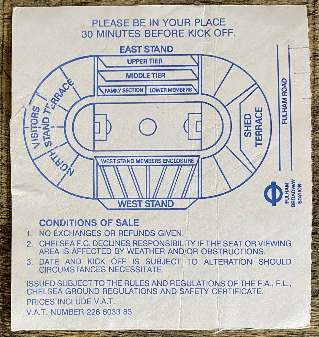 1990/91 ORIGINAL DIVISION ONE TICKET CHELSEA V ARSENAL