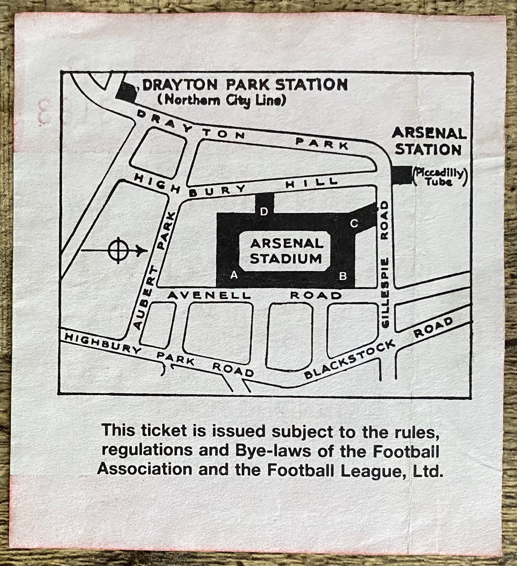 1990/91 ORIGINAL DIVISION ONE TICKET ARSENAL V COVENTRY CITY