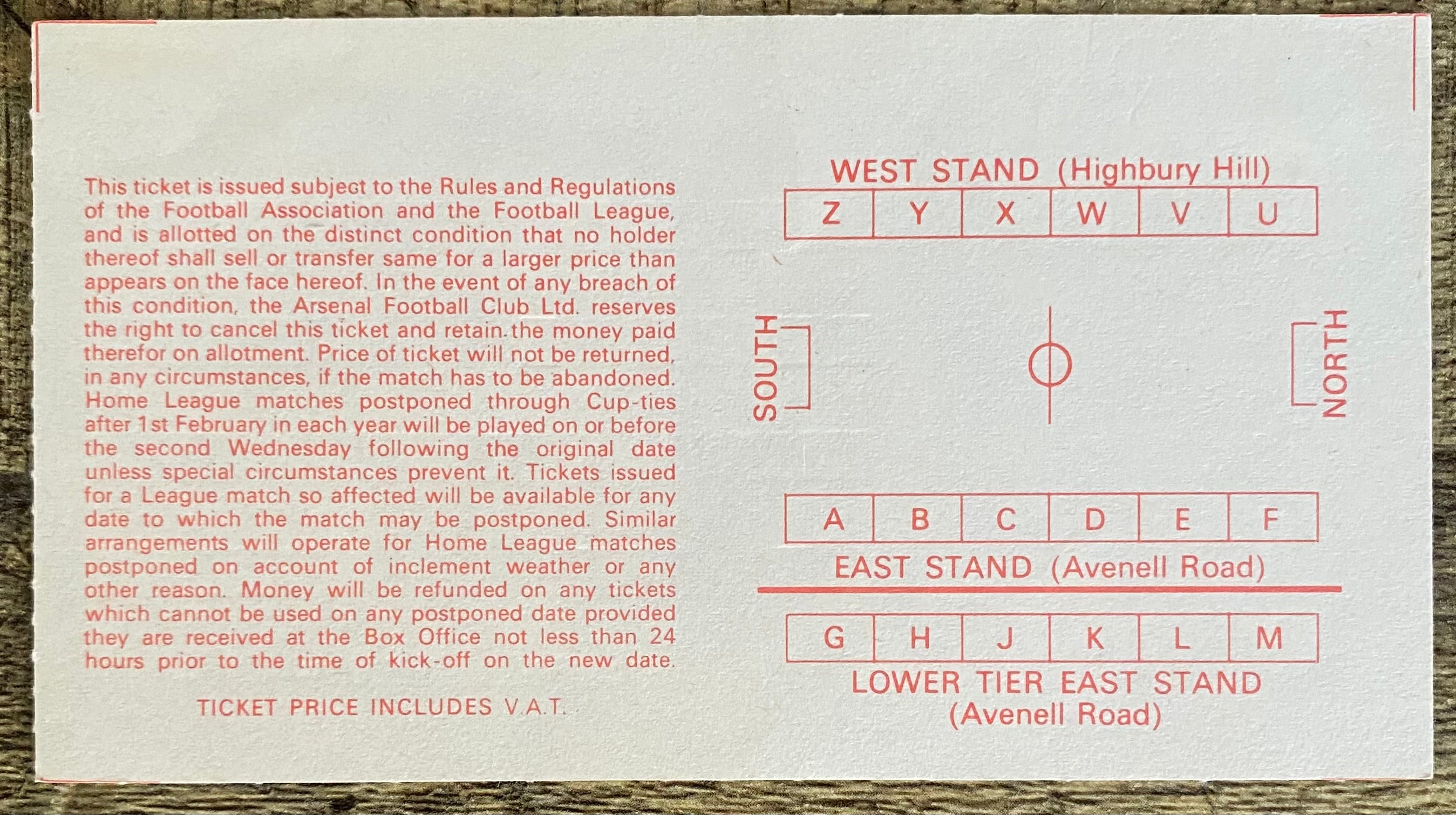 1979/80 ORIGINAL EUROPEAN CUP WINNERS CUP SEMI FINAL 1ST LEG TICKET ARSENAL V JUVENTUS