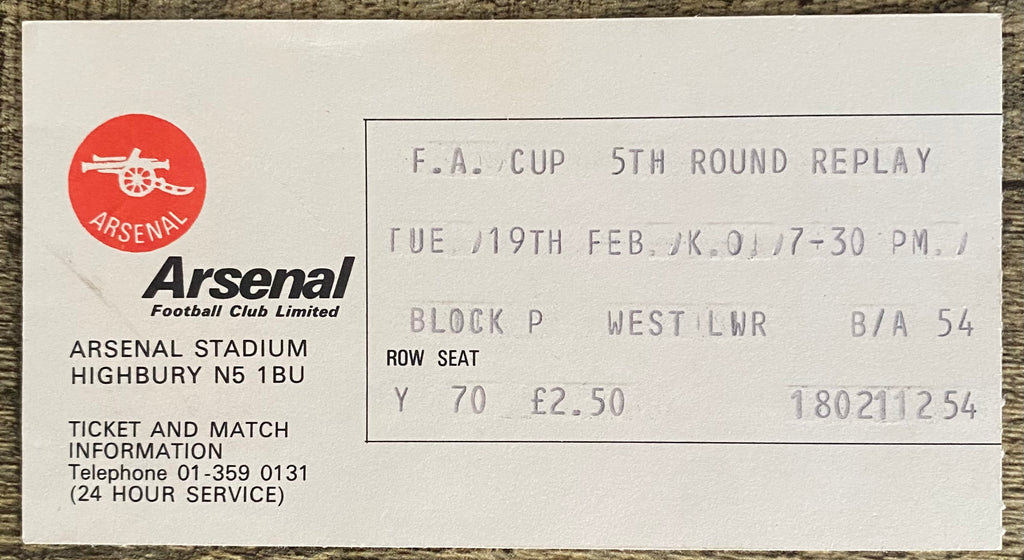 1979/80 ORIGINAL FA CUP 5TH ROUND REPLAY TICKET ARSENAL V BOLTON WANDERERS