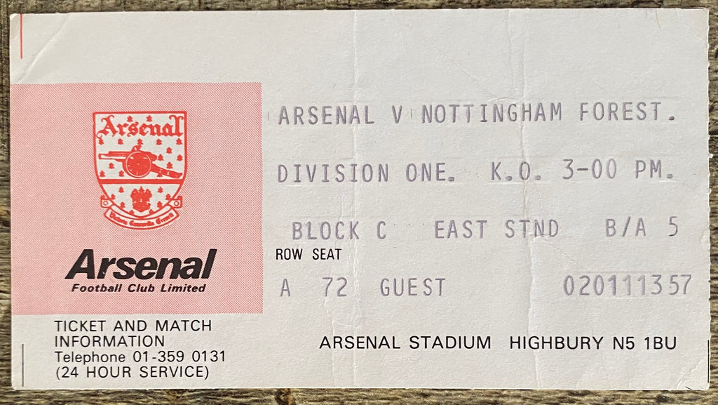 1978/79 ORIGINAL DIVISION ONE TICKET ARSENAL V NOTTINGHAM FOREST