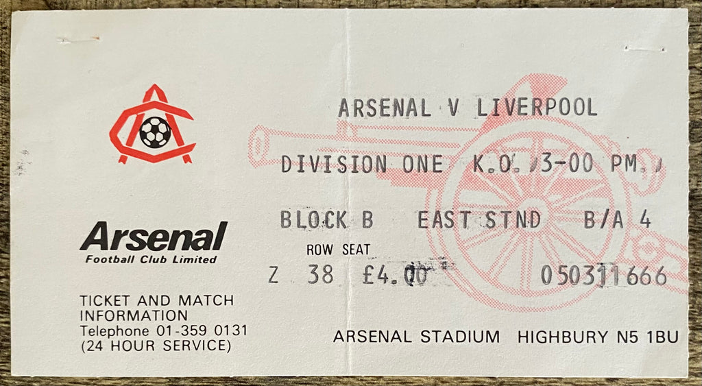 1980/81 ORIGINAL DIVISION ONE TICKET ARSENAL V LIVERPOOL