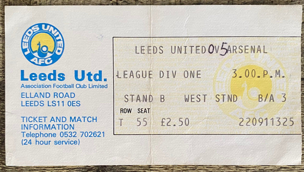 1980/81 ORIGINAL DIVISION ONE TICKET LEEDS UNITED V ARSENAL