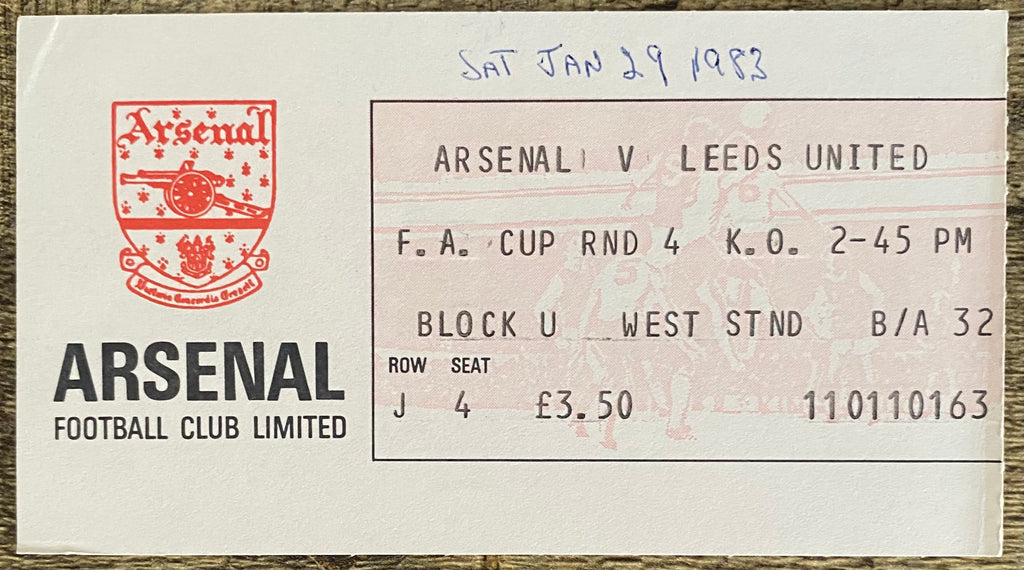 1982/83 ORIGINAL FA CUP 4TH ROUND TICKET ARSENAL V LEEDS UNITED
