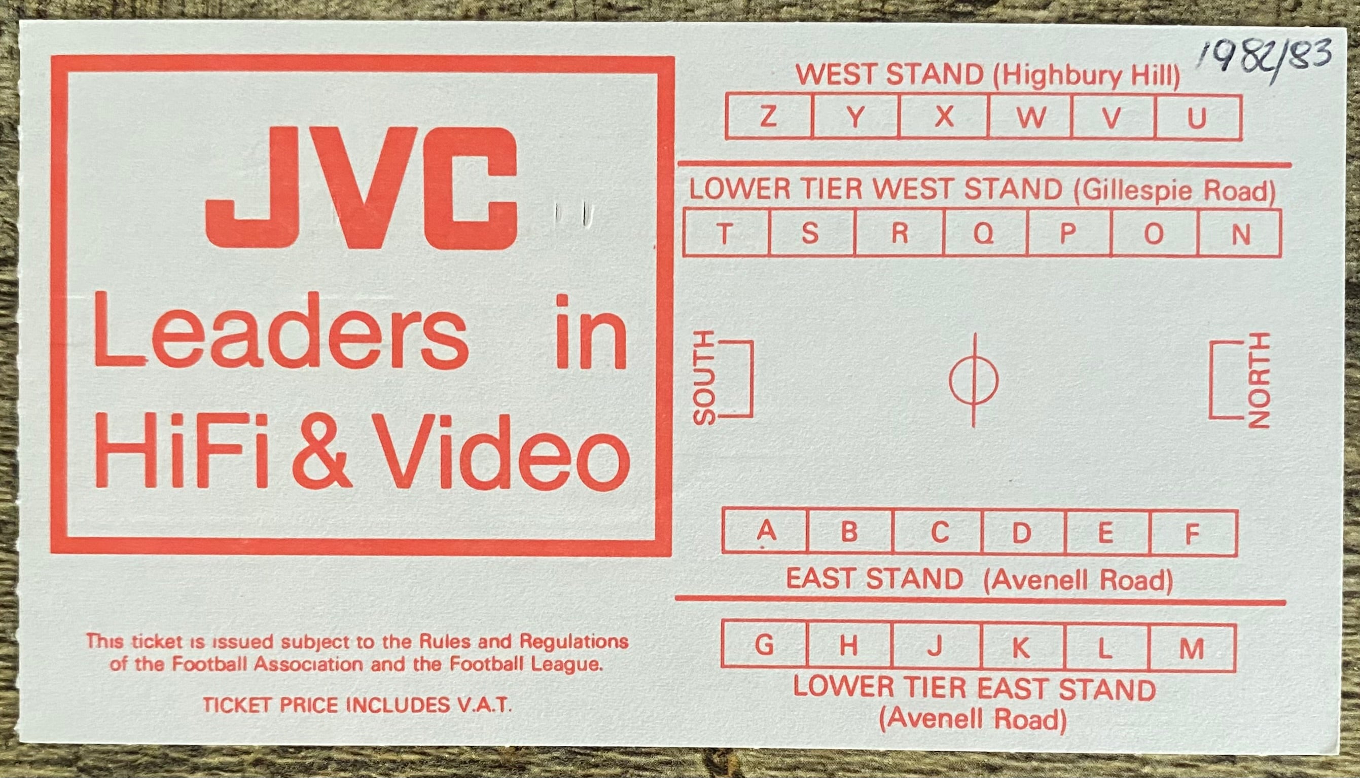 1982/83 ORIGINAL FA CUP 5TH ROUND REPLAY TICKET ARSENAL V MIDDLESBROUGH