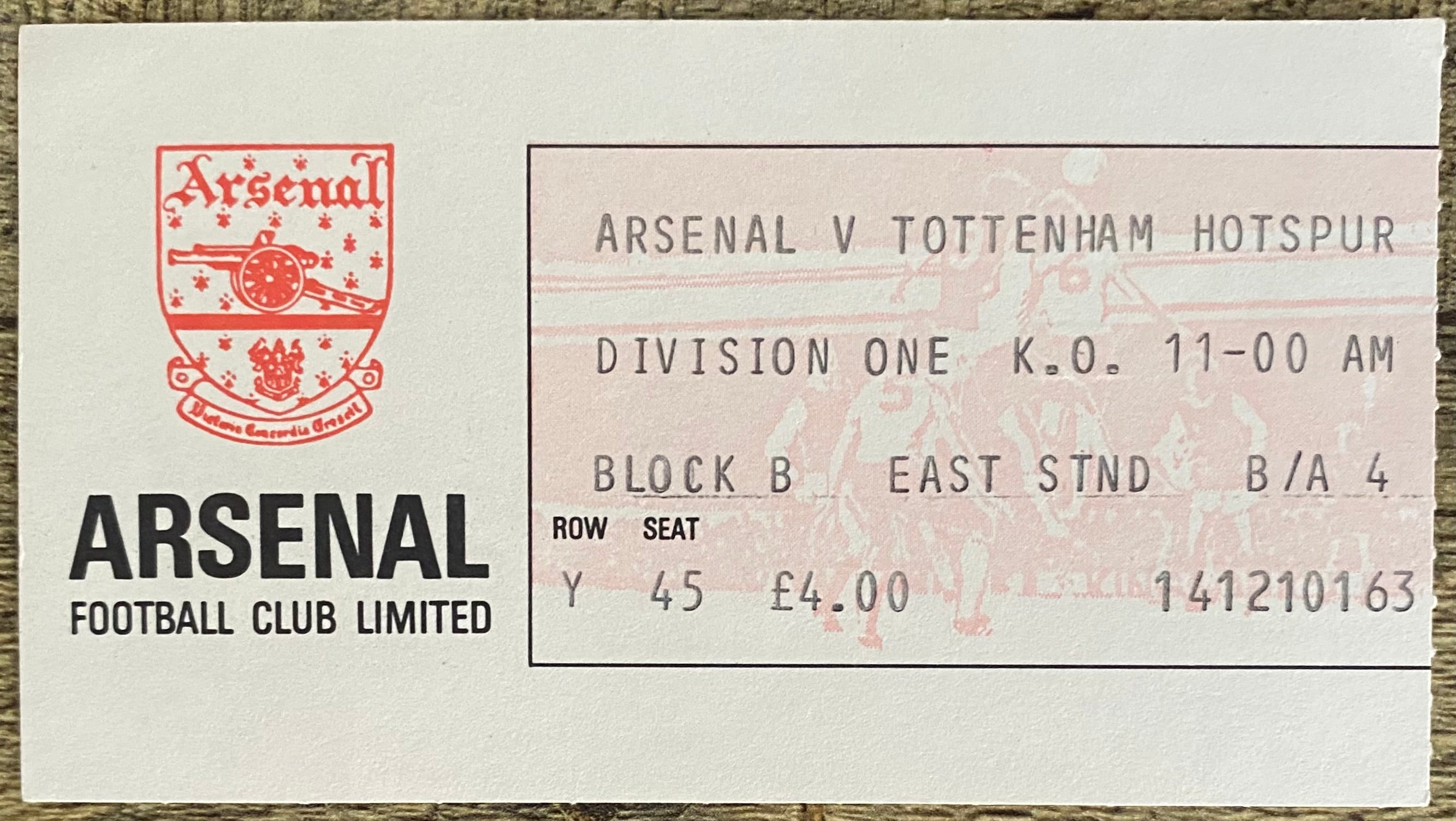 1982/83 ORIGINAL DIVISION ONE TICKET ARSENAL V TOTTENHAM HOTSPUR